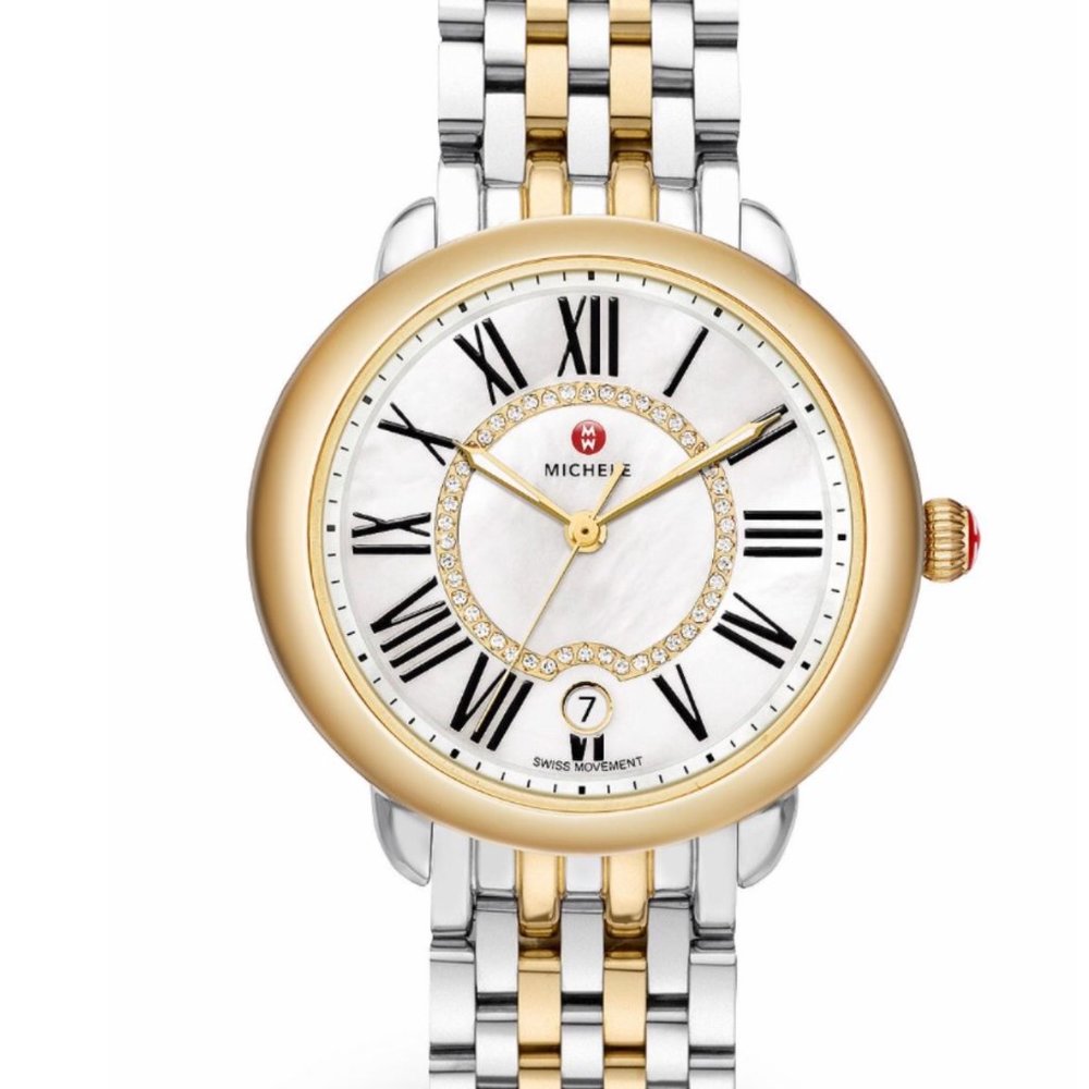 Michele Serein Mid Two-Tone Diamond Dial Watch